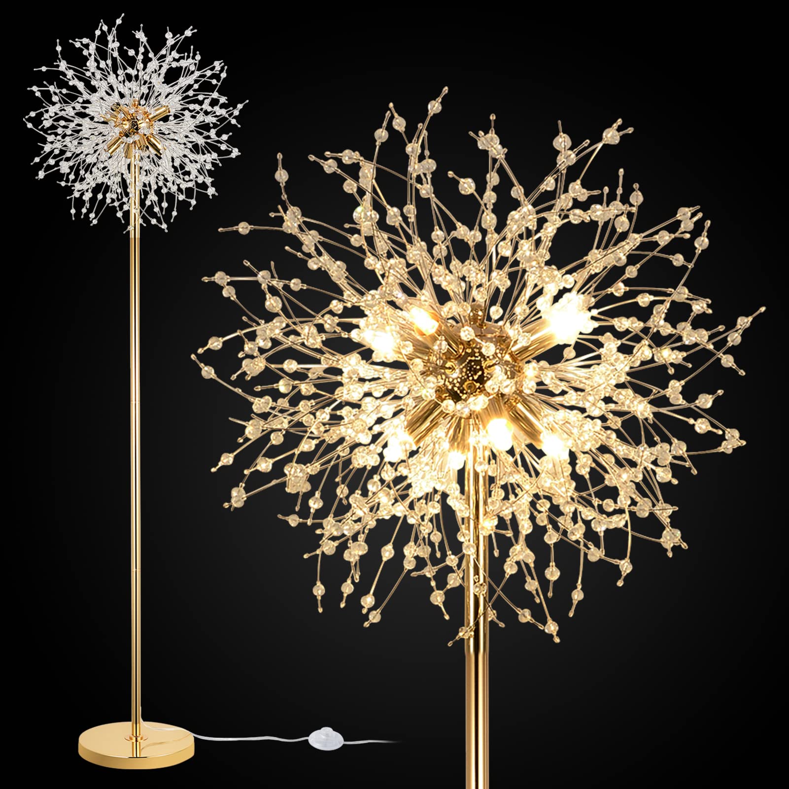 フロアスタンド Crystal table lamp light 69 inch Crystal Floor Lamp, Modern Standing Lamp with K9